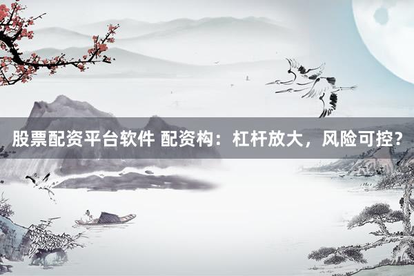 股票配资平台软件 配资构：杠杆放大，风险可控？
