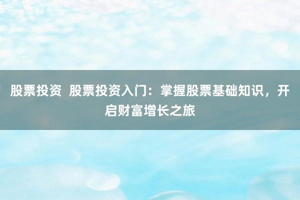 股票投资  股票投资入门：掌握股票基础知识，开启财富增长之旅