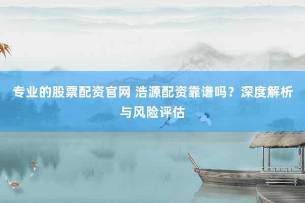 专业的股票配资官网 浩源配资靠谱吗？深度解析与风险评估