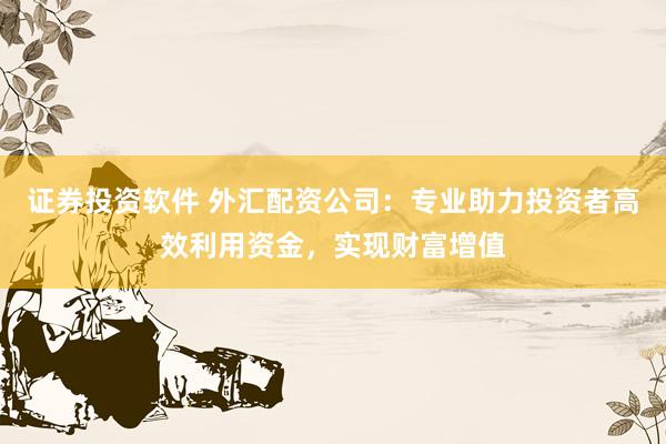 证券投资软件 外汇配资公司：专业助力投资者高效利用资金，实现财富增值