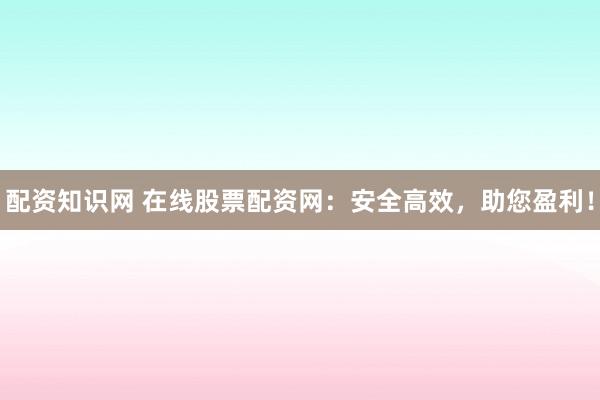 配资知识网 在线股票配资网:安全高效,助您盈利!