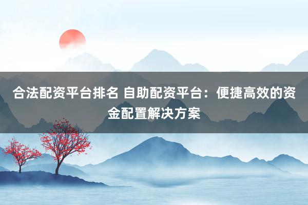 合法配资平台排名 自助配资平台：便捷高效的资金配置解决方案