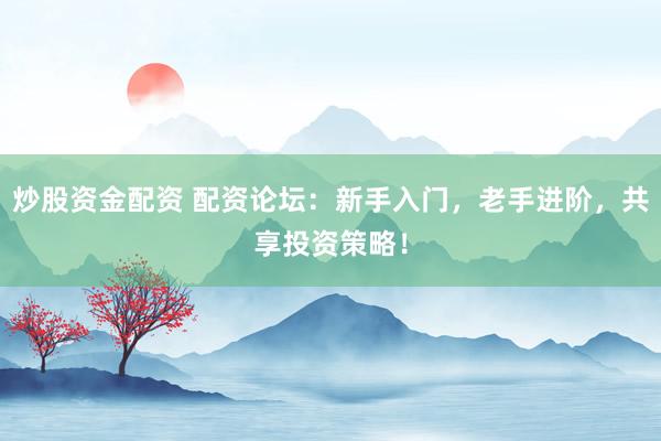 炒股资金配资 配资论坛：新手入门，老手进阶，共享投资策略！