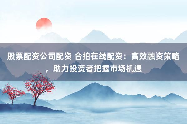 股票配资公司配资 合拍在线配资：高效融资策略，助力投资者把握市场机遇